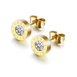 Roman Numeral Detail Round Stud