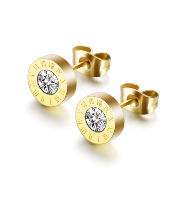 Roman Numeral Detail Round Stud