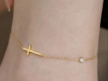 cross and zircon anklet