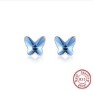 II153 mini blue butterflies earings swarovski