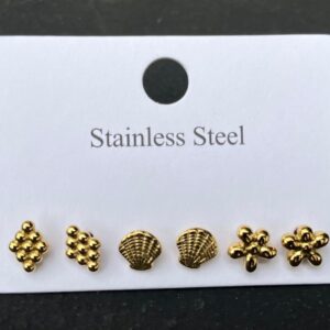 OO32 Diamond+Shell+Flower studs