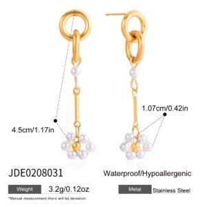 PP112 Flower pearl pendant earring