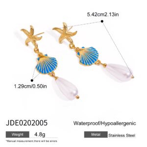 PP45 Blue shell pearl earring