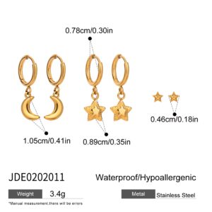 PP49 mini half moon and star hoop and stud