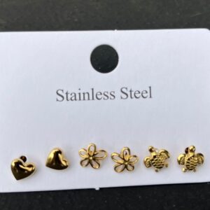 OO36 Plain heart+Cut out flower+Turtle studs