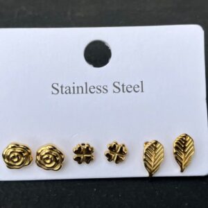 OO33 Rose+Lucky leaf+Leaf studs