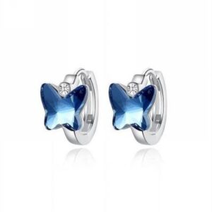 SS168 blue butterfly swarovski hoop