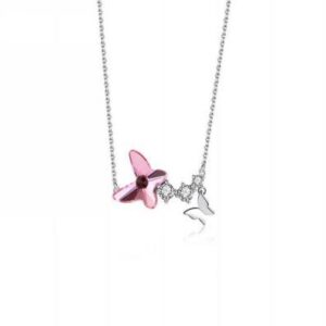 SS178 pink butterfly pendant swarovski necklace