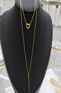 TT4 Heart and long stick layer necklace