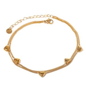 Double mini heart anklet