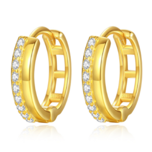 Half plain half zircon hoop