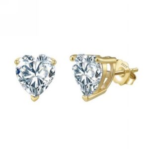 Gold white heart studs